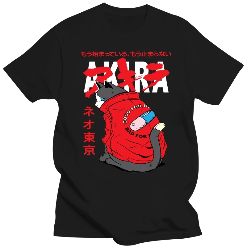 Anime Akira Cat Kaneda Shotaro T-shirt Men Woman Fashion Casual Short Sleeve T-shirt Streetwear Hip Hop Cotton Harajuku T shirt