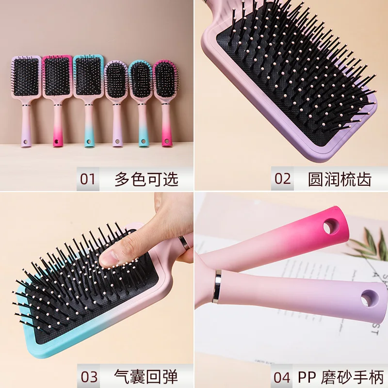 Air Cushion Hair Brush Gradient Pink Paddle Scalp Massage Detangling Comb