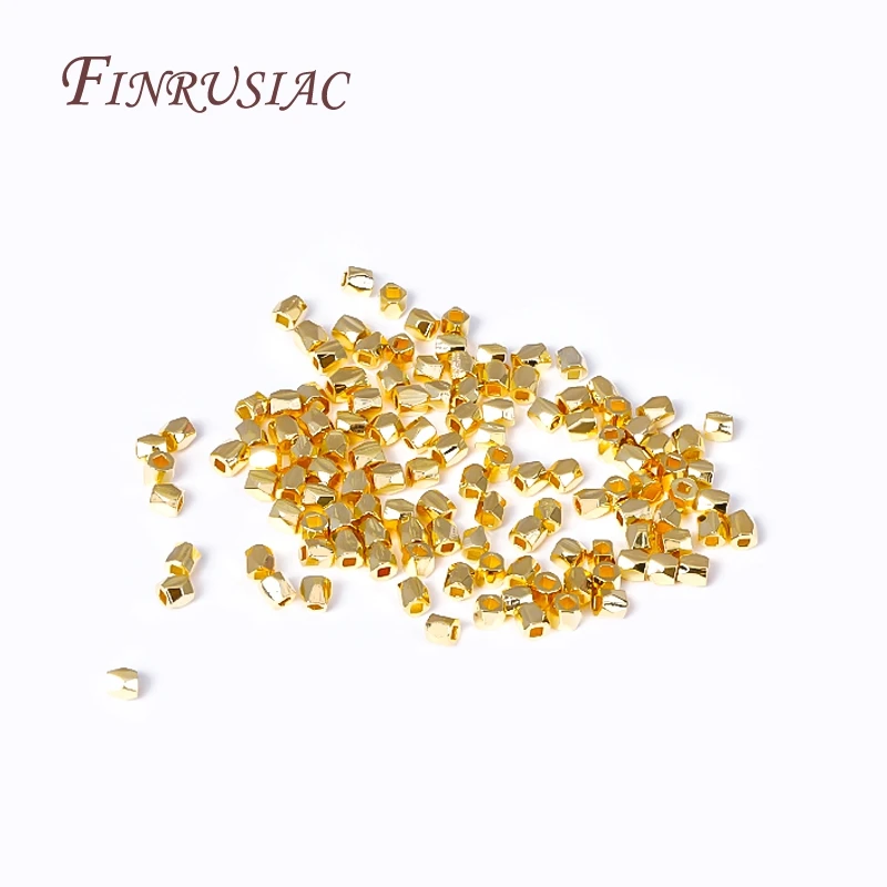 2mm/3mm 18K Gold Plated Metal Spacer Separator Beads Wholesale,Cut Corner Square Spacer Beads For DIY Bracelet Necklace Making