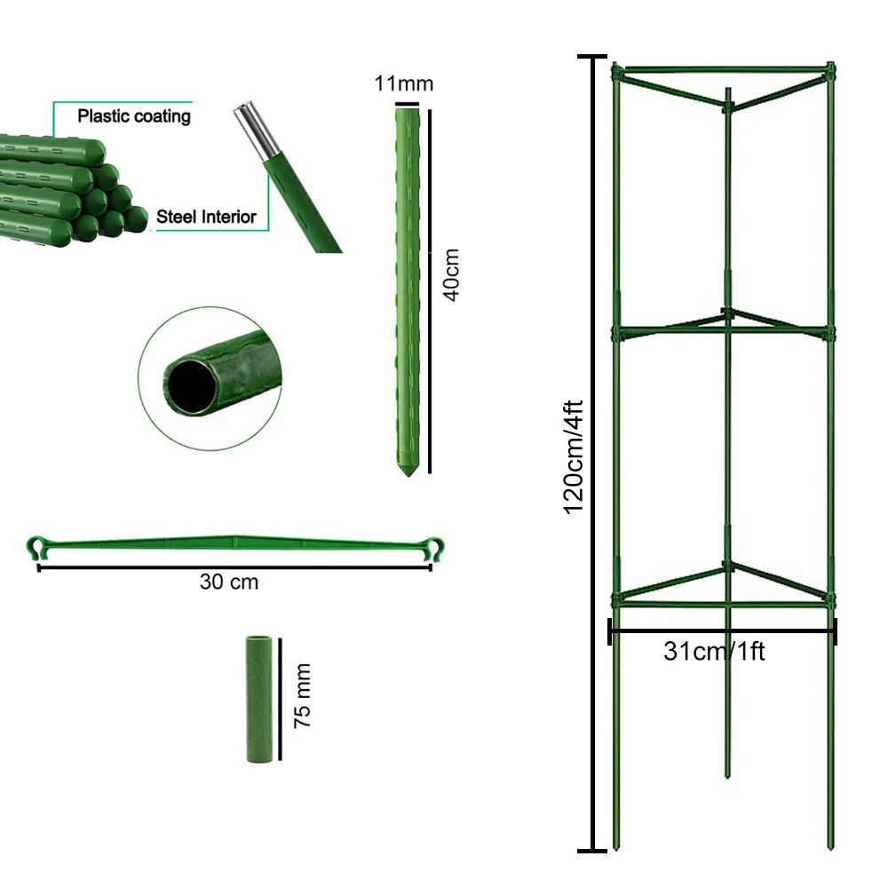 Imagem -03 - Treliça Vegetal para Plantas Escaladas Gaiolas de Tomate Suportes de Plantas Estacas de Plantas Ajustáveis 10 Bolsas de Galão Pacotes