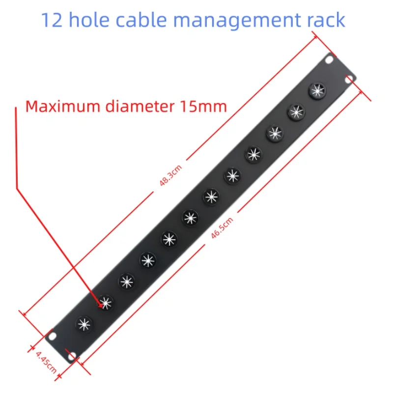 1 Piece, 2-Piece 12-Hole Cabinet Cable Management Panel, Star-Shaped Rubber Cable Protector, Rack-Mounted Cable Management Panel, 12-Position Cable Panel, 1U 12-Hole Cabinet Cable Management Panel, 19inch Rack Cable Management Panel, Cabinet Star-Shaped Cable Protector Panel, 12-Hole Cable Management Panel, Server Cabinet Cable Management Panel, Rubber Cable Protector Rack Panel, Suitable for Cables Within a Diameter of 15mm.