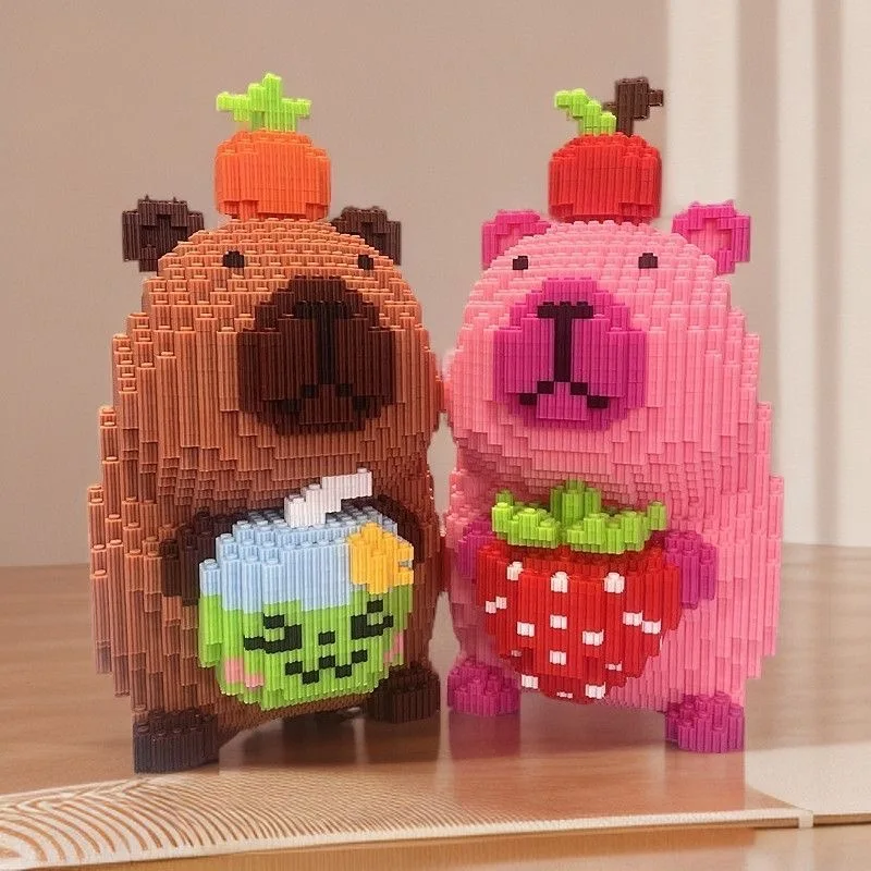 Cute Capibala Couple Building Blocks Toy Small Particle Bricks Children's Building Blocks Toy Boys and Girls Birthday Gifts