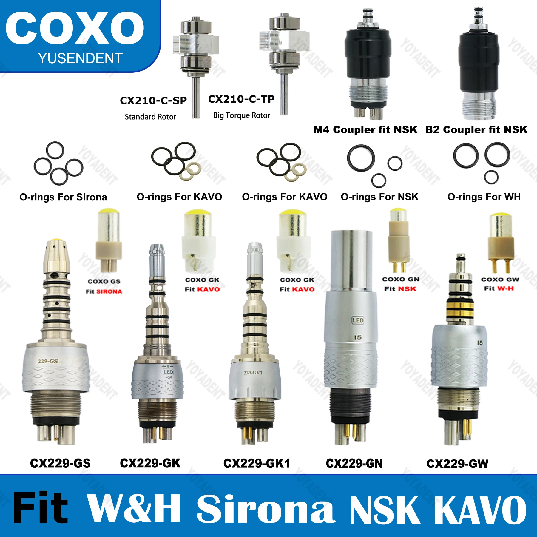 

Dental Turbine Coupler Spare Bulb Seal Coupling O Rings For KAVO NSK WH Sirona Bein-Air High Speed Handpiece