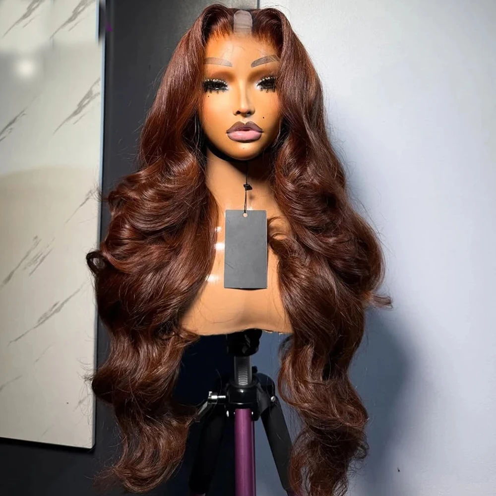 Chocolate Dark Brown Super Long Wavy U Part Wig for Women Remy Peruvian Hair 1x4 V Part Human Hair Wigs with Clips Combs Cheap