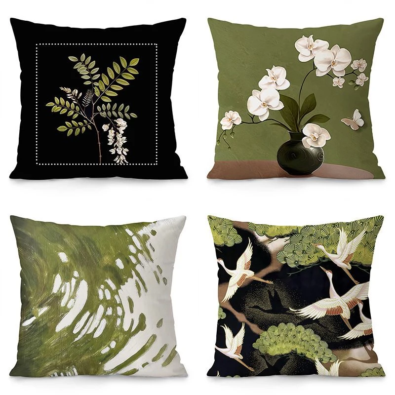 

Квадратная полиэстеровая наволочка с китайским цветочным и птичьим узором, диван, наволочка для гостиной, прикроватная наволочка для спальни