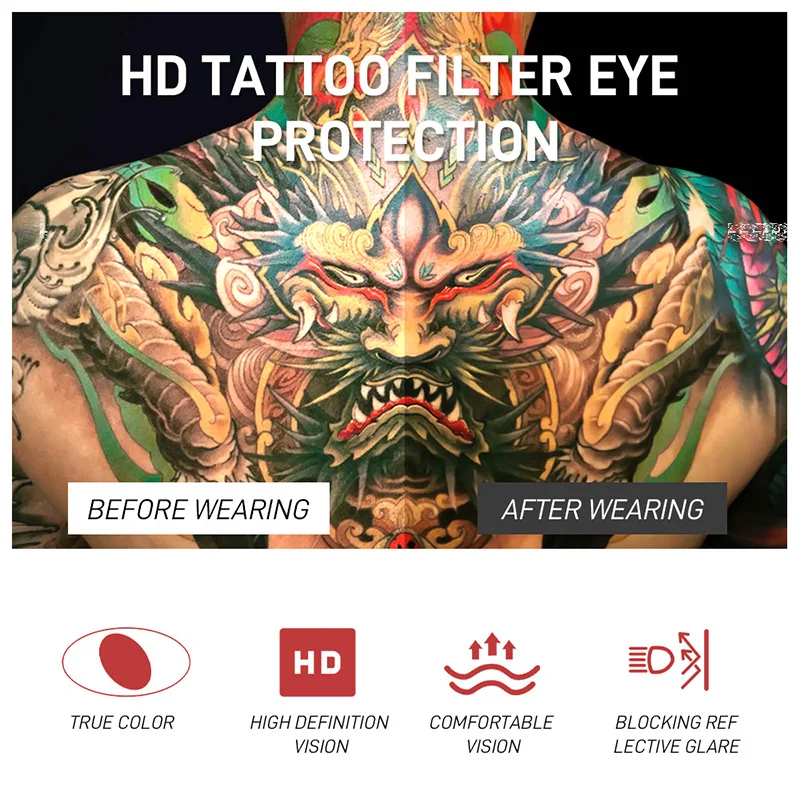 نظارات حماية العين بفلتر الوشم المتكامل عالي الجودة، متعددة المشاهد، تستخدم ملحقات أدوات الوشم