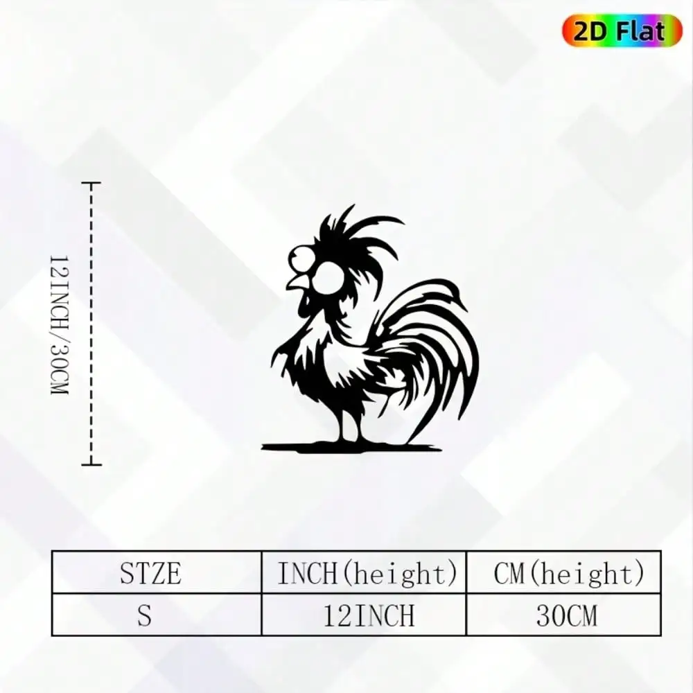 Brand Metal Rooster Wall Art Rustproof 2D Flat Sculpture For Indoor Home Bathroom Coffee Bar Decor Modern Farmhouse Accent