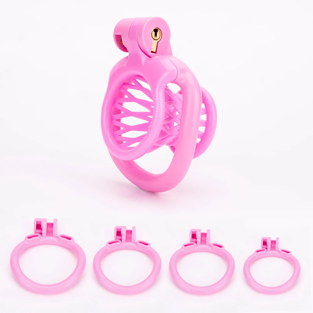 

Small Penis Cage ABS Inverted Negative Chastity Cage Male 3D print Lightweight Cock Cage Lock with 4 Rings BDSM Sex Toys For Men