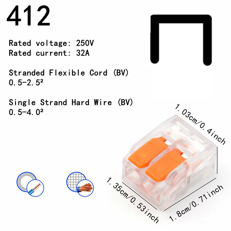 Universele oranje snelle plug-in terminals met 2/3/4/5 poorten, connectors voor elektrische apparatuur, kabelconnector-terminals 250V/32A Snelle kabelconnectors Industriële elektrische accessoires