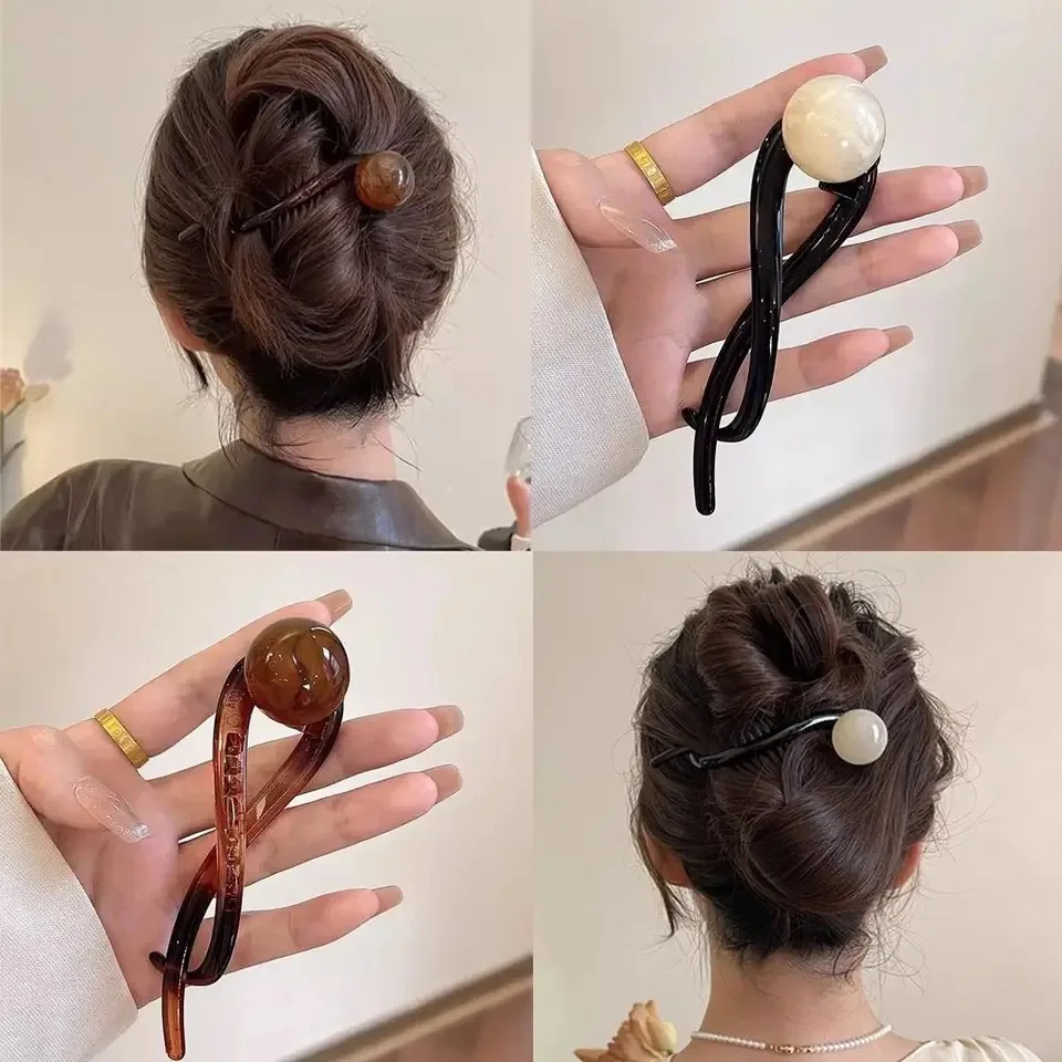 Elegant  Korean S Twist Hair Clips for Women Back Hairpins for Girls Hair Accessories Vintage Barrettes Ponytail Clip Headdress