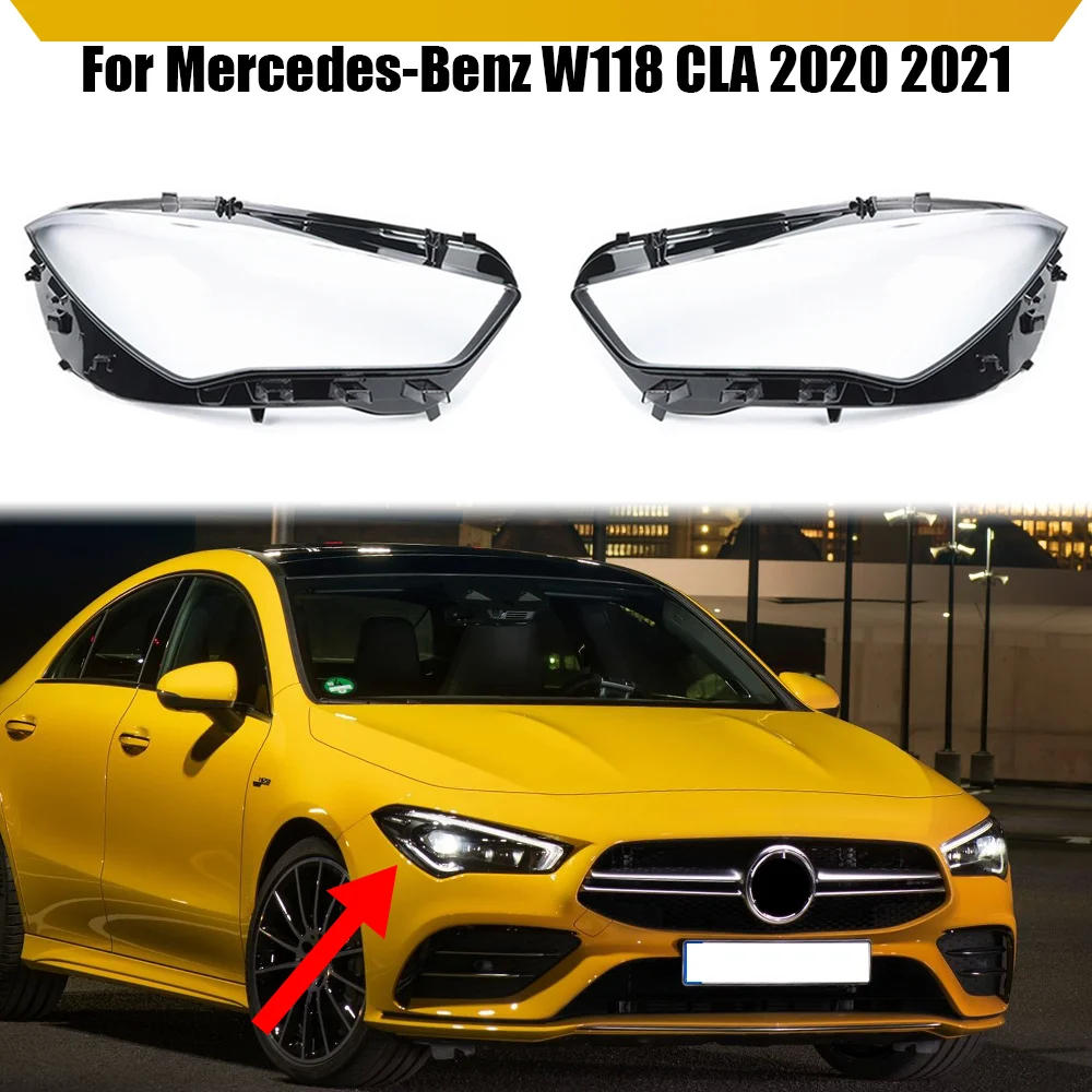 

For Mercedes-Benz W118 CLA 2020 2021 Headlights Cover Transparent Lampshade Lamp Shade Headlamp Shell Lens Plexiglass