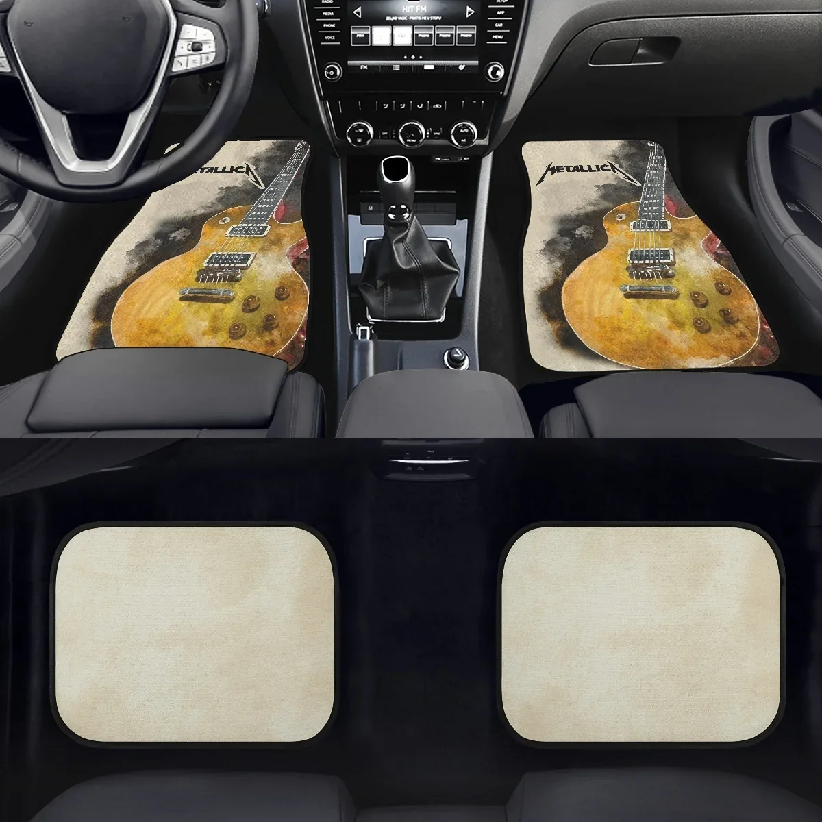 Car Floor Mats Cool Guitar Music Print Anti-Slip Carpet Set for Woman Universal Auto Foot Mat Covers Girls Boys Car Accessories