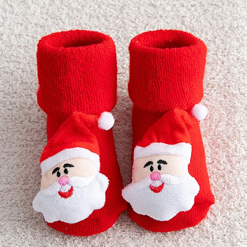 Kids Children's Christmas Socks for Girls Boys Thicken Print Cotton Toddlers Baby Boy Socks for Newborns Infant Short Socks