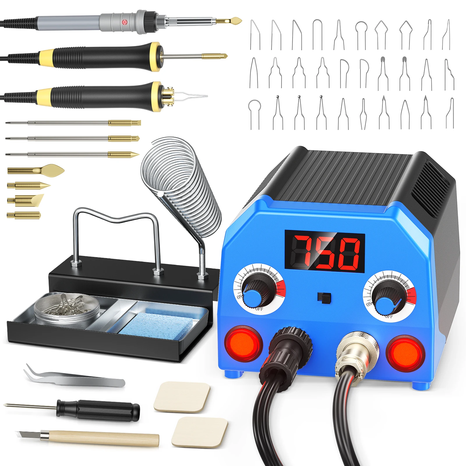 Kit de leña mejorado con 3 bolígrafos, juego de herramientas para quemar leña de pirograbado con pantalla Digital de temperatura para ilustraciones de pirograbado