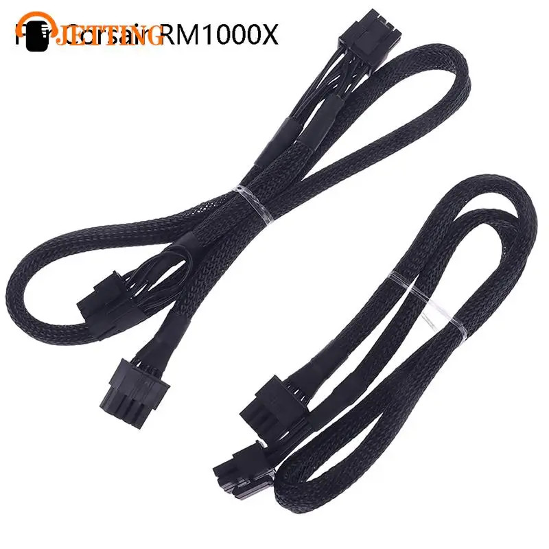 18AWG PCI-E kabel Modular 8 Pin ganda 8 Pin untuk Corsair RM550X RM650X RM750X RM850X RM1000X 8 Pin PCI Express hitam 65cm + 10cm