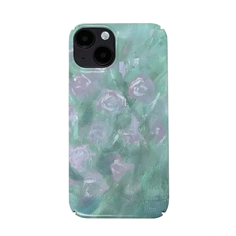 

Green Rose Graffiti Oil Painting Phone Case for IPHONE 17Air 16E 15PROMAX 14 Plus 13 12 MINI 11PRO 16Plus XR Acrylic Phone Cover