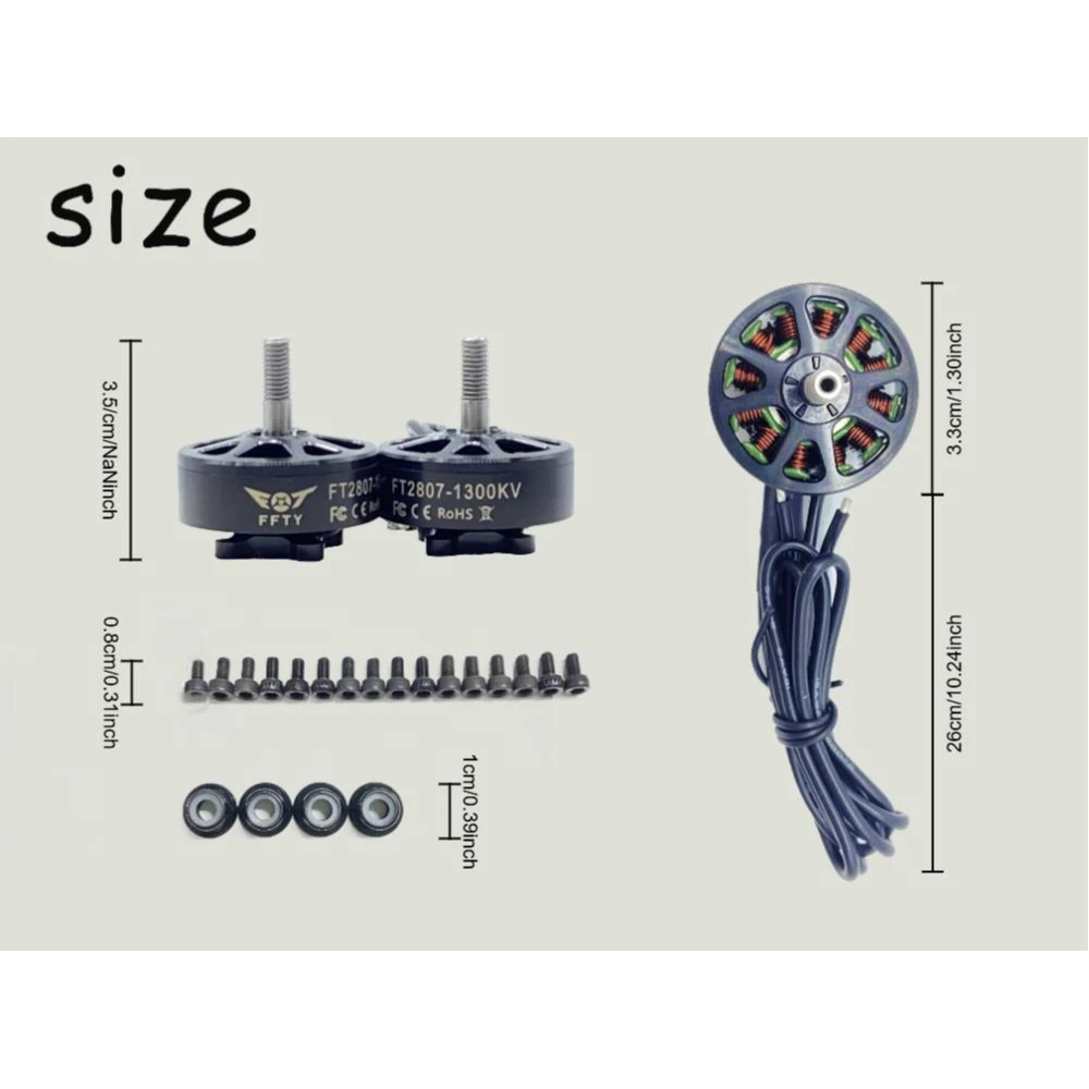 Motor sem escova FFTY2807, adequado para FPV Freestyle Mark4 Drone-1300KV 6S, compatível com modelos LR7 de 7 polegadas