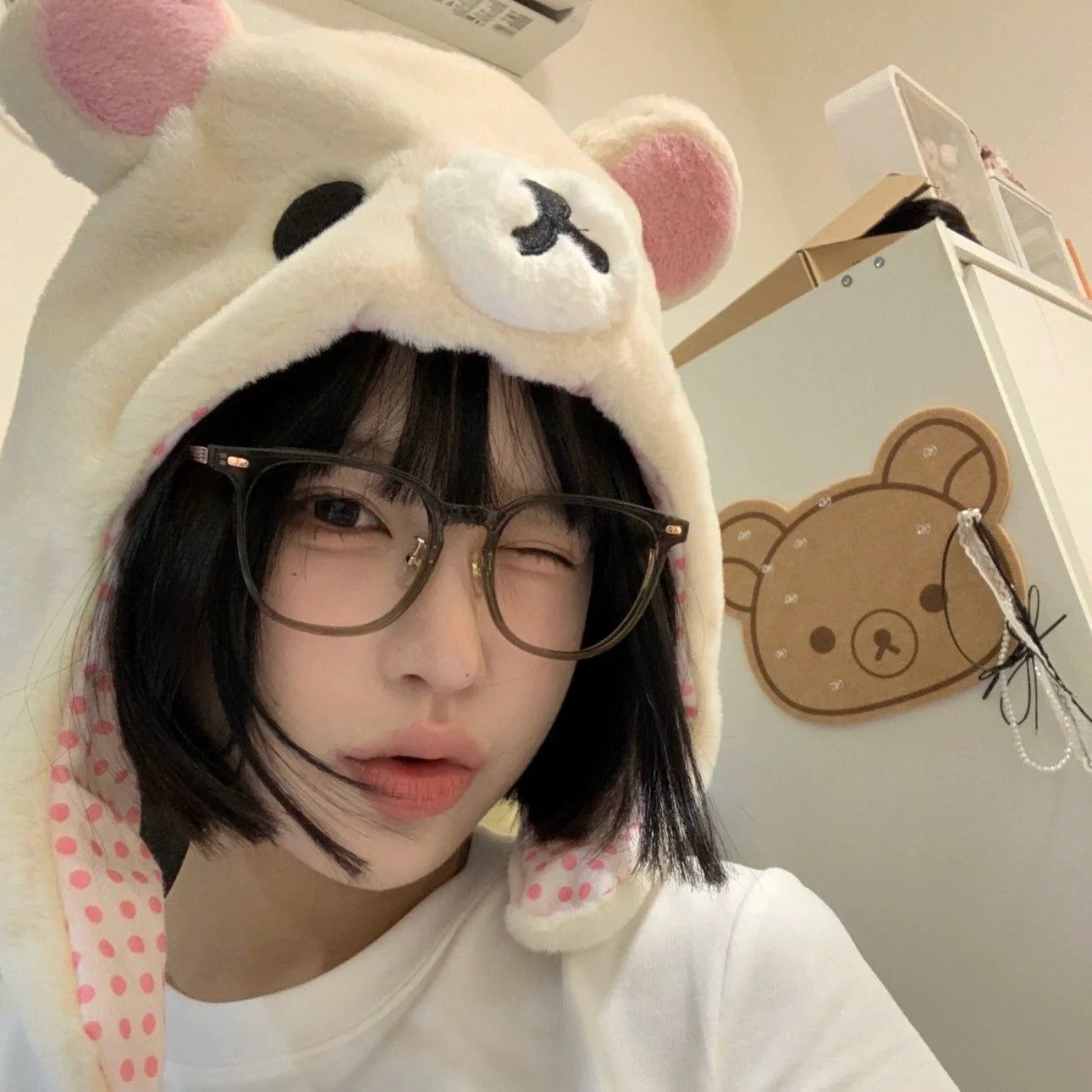 Kawaii Rilakkuma Korilakkuma Bear Cute Winter Keep Warm For Women Girls Boys Kids Cartoon Anime Cute Hat Gifts