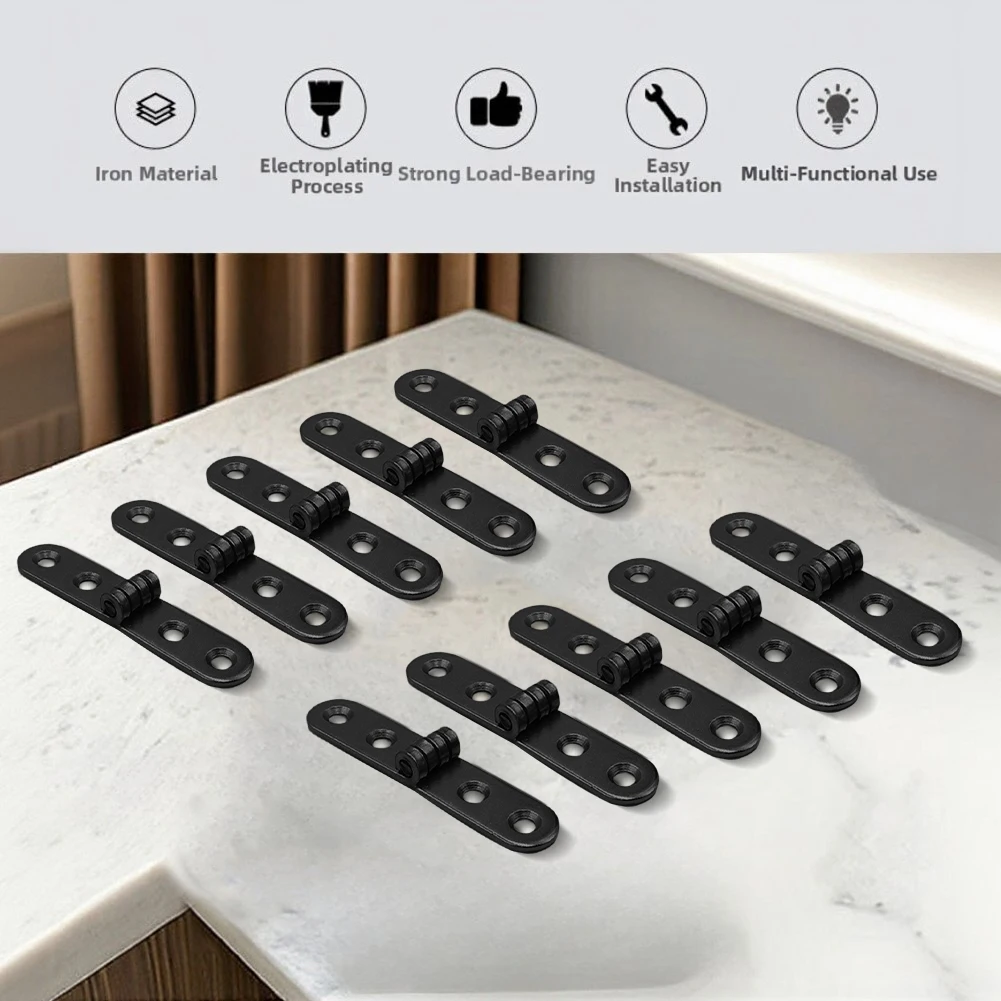2/10pcs Rounded Corner Hinges 180-degree Folding Hinges For Household Folding Table Desk Cabinets Easy Installation