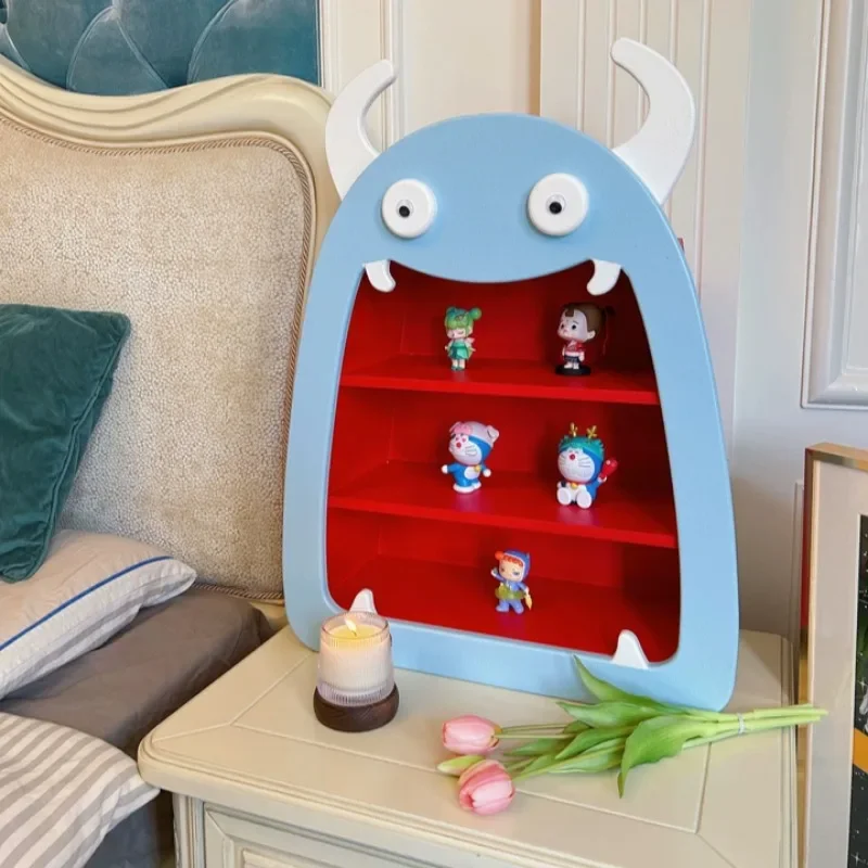 Wall Mounted Cute Cup Holder Wooden Cartoon Dopamine Color Little Monster Display Stand Living Room Desk Storage Shelf Wall Home