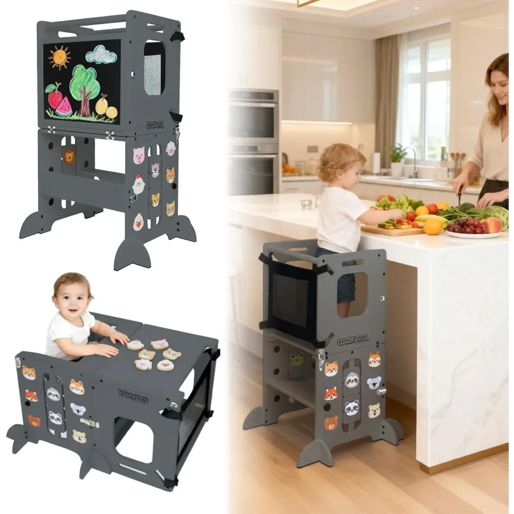 

Доставка в США, складная башня для малышей, кухонный помощник, стул для обучения, деревянная башня с защитой от падения, поддерживающая ножки