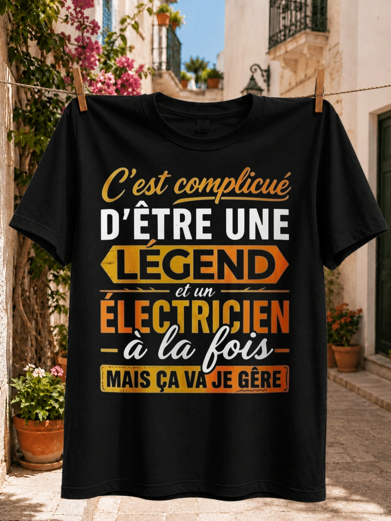 It Is Hard to Be a Legend and an Electrician Graphic French trade humor in orange gold and  Unisex All T-Shirt