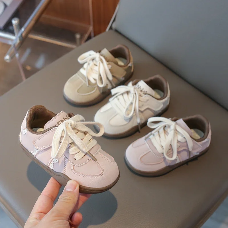 New Children's Shoe for Girl Spring Autumn Versatile Kids Causal School Shoes Sweet Chic Ruffled Edge Toddlers Running Sneakers