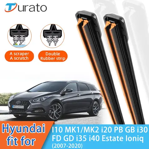 현대 I10 MK1 i20 PB GB I30 FD i35 i40 Estate Ioniq 전면 윈드 스크린 와이퍼, 이중 고무 자동차 와이퍼 블레이드, 자동차 액세서리