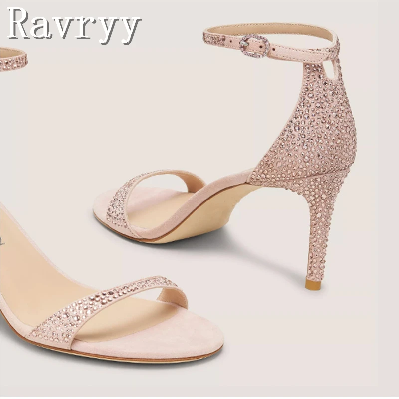 صيف جديد أزياء كريستال النساء الصنادل جولة المفتوحة تو الكاحل حزام عالية الكعب أنيقة السيدات حزب خنجر الأحذية