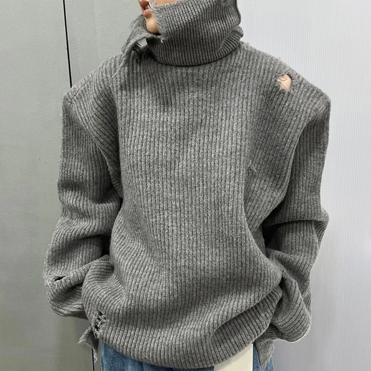 

NIGO Men's Spring And Autumn Solid Color High Collar High Street Sweater Knitted Casual Long Sleeve Pullover Sweater #NGTOP11996