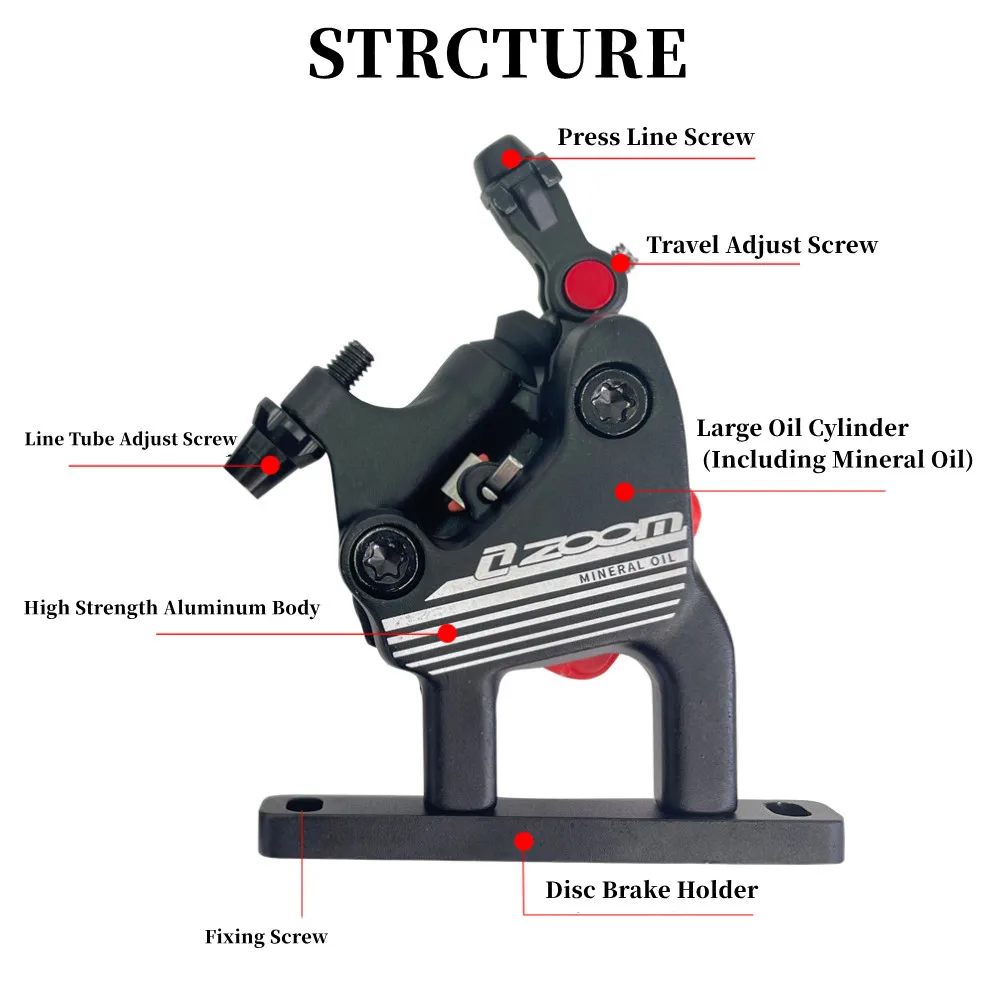 ZOOM Road Bike Hydraulic Brake Caliper HB108 Bicycle Line Pull Disc Brake Flat Mounted Oil Pressure Brake Bicycl Accessories