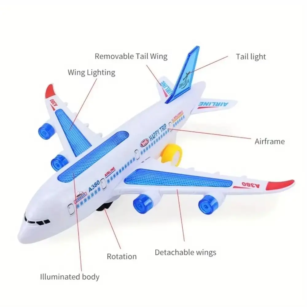 Gift Music Flash Sound Airplane Educational Automatic Rotation Airplane Model Light Effects Aircraft Kid