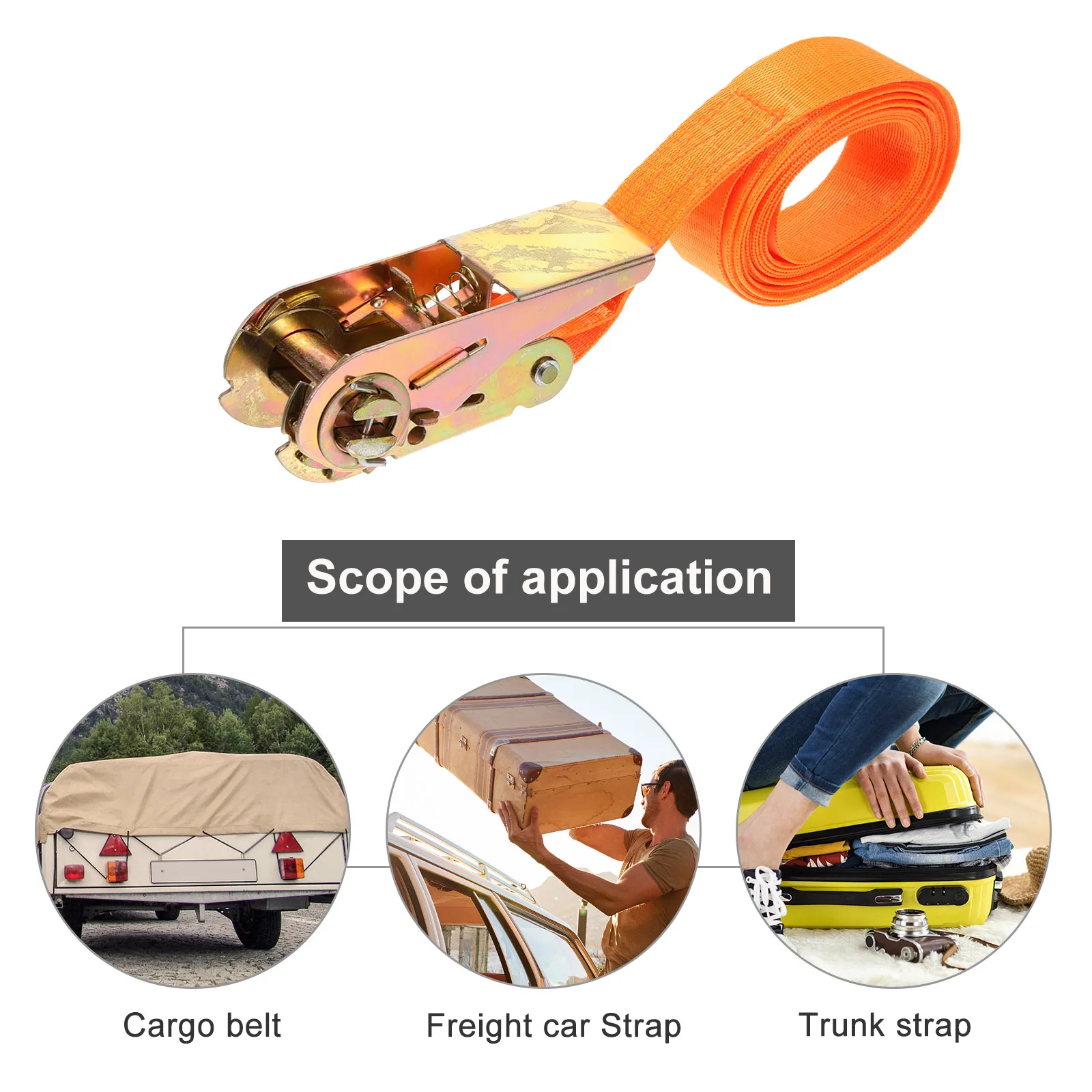 

High-Strength Ratchet Tie Down Straps Heavy Duty Cargo Lashing Adjustable Securing Buckle for Truck Motorcycle Storage Luggage
