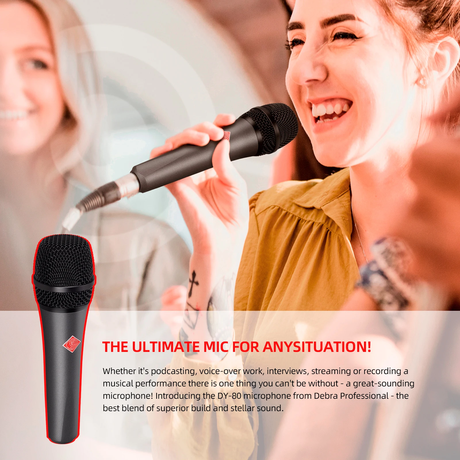 D86 Professional Wired Microphone Metal Mic 6.5 mm Personal Exclusive Microphone and Speaker For Karaoke