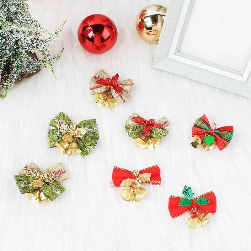 

3pcs Christmas Tree Bow Christmas Ornaments Bell Home Garden Bows Christmas/Wedding Party Decoration Red Bow Green Xams Gifts