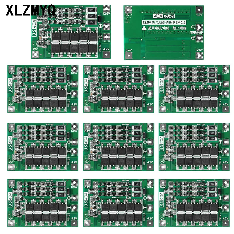 10pcs 3S 4S 40A 60A Li-ion Lithium Battery Charger Protection Board For Drill Motor 11.1V 12.6V/14.8V 16.8V Enhance Balance