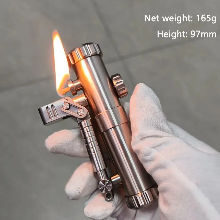 

NEW Industrial Style Heavy Kerosenes Lighter Stainless Steel Mechanical Double Connecting Rod Trench Lighter Unique Gift Gadget