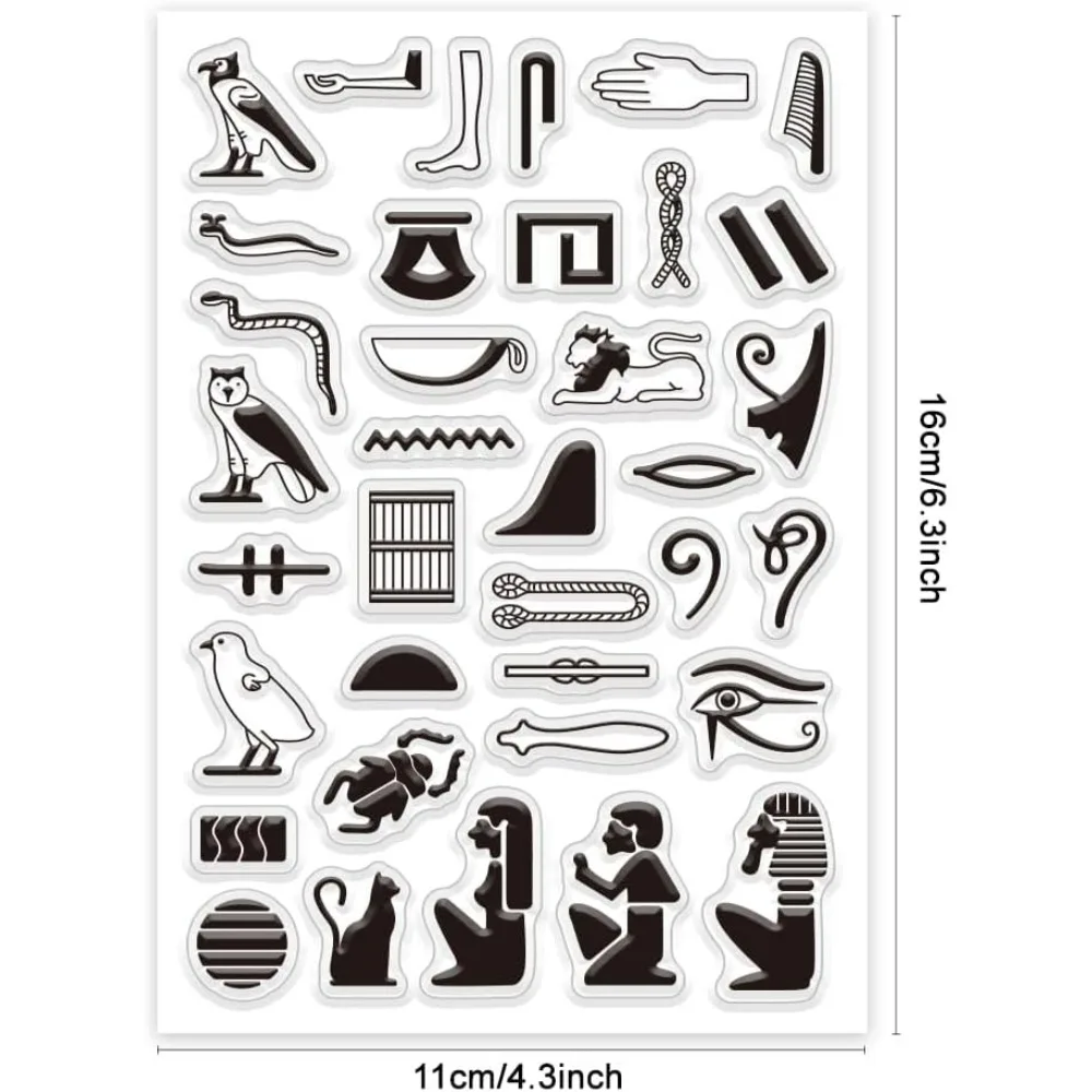 Egyptian Hieroglyphs Words Clear Stamp for Card Making Ancient Egyptian Glyphs Alphabet Clear Silicone Stamp Magic Runes