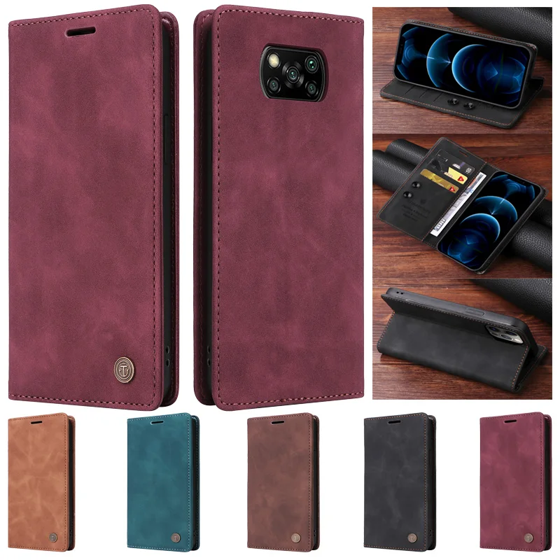 Poco X3 Suction Cup Case For Xiaomi Poco X3 Pro Leather Book Cover For Xiaomi POCO X3 NFC PocoF3 Fundas Phone Wallet Cases Coque