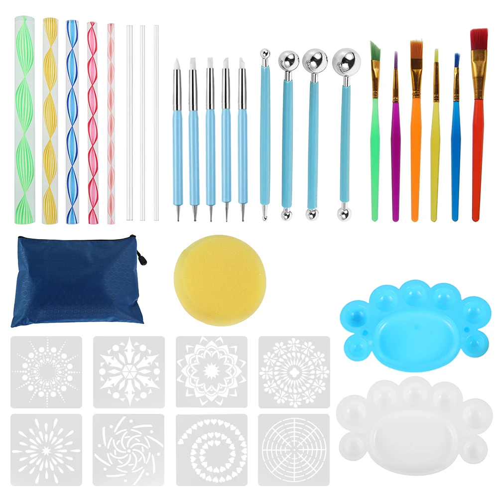 Mandala Dotting Tools Kit Complete Mandala Rock Painting Tools Kit Portable Rock Stencils Dotting Tools Kit for Painting view 2
