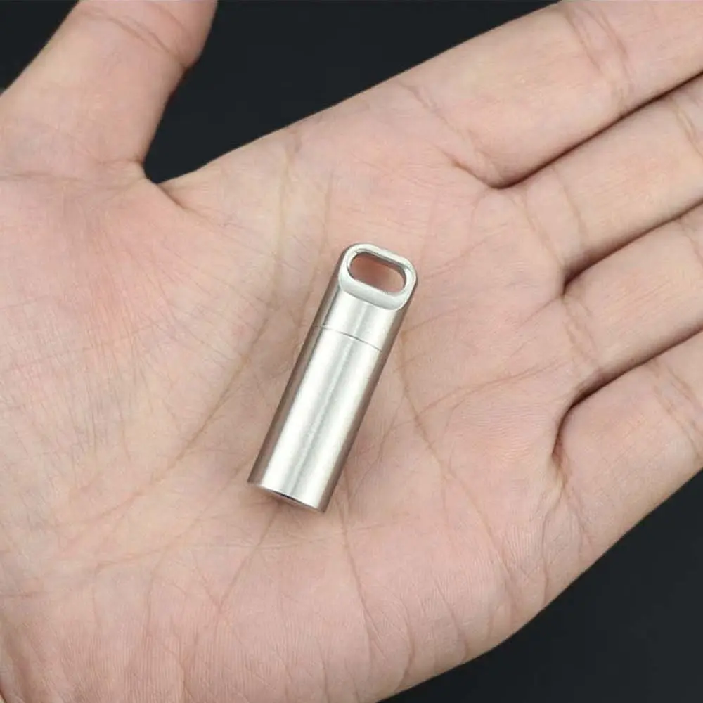 กล่องยาแคปซูลสแตนเลสกันน้ำ กล่องยาแบบปิดผนึกสำหรับใช้งานกลางแจ้ง กล่องใส่ยา วิตามิน กล่องเก็บยา