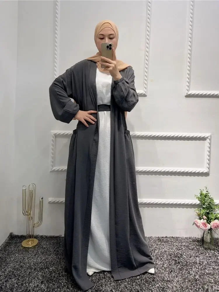 Ramadan Moslim Vrouwen Abaya Caftan Marokko Lange Jurk Lace-up Maxi Abaya Eid Kaftan Dubai Turkije Islam Vest Gebed Gewaad Arabische