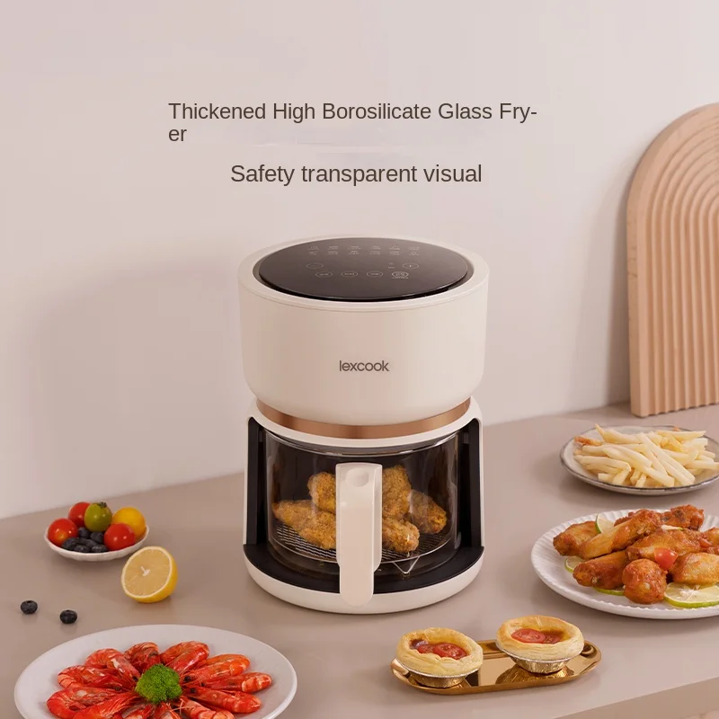 Visual air fryer household multifunctional transparent mini low-fat and low-oil high borosilicate small electric fryer