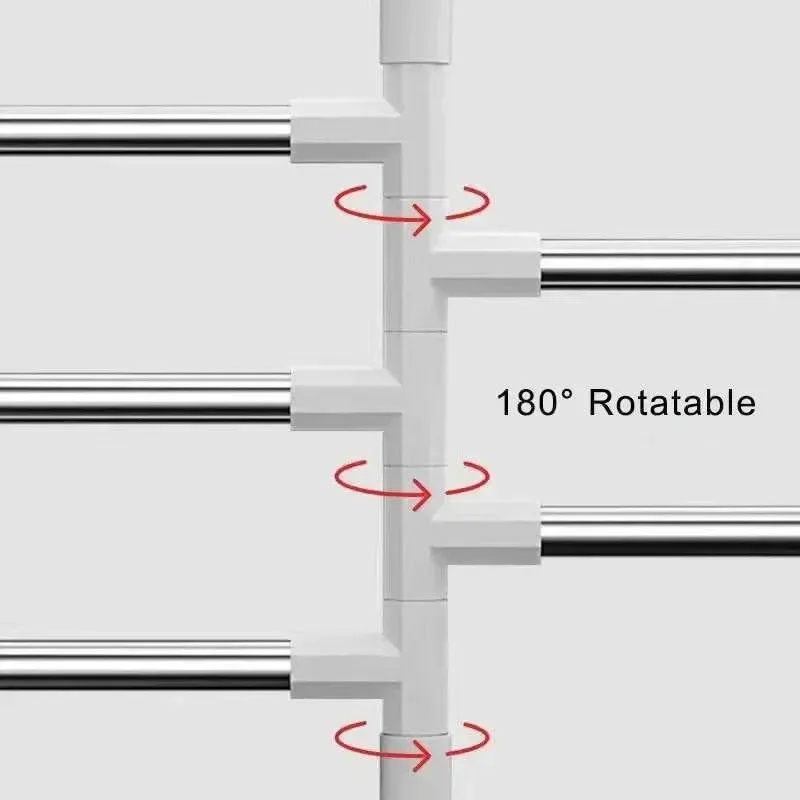 Towel Rack Bathroom Accessories Rotatable Towel Holder Space Aluminum 2/3/4/5/6/7/8 -Bar Hanging Wall Mounted Towel Hanger image 5