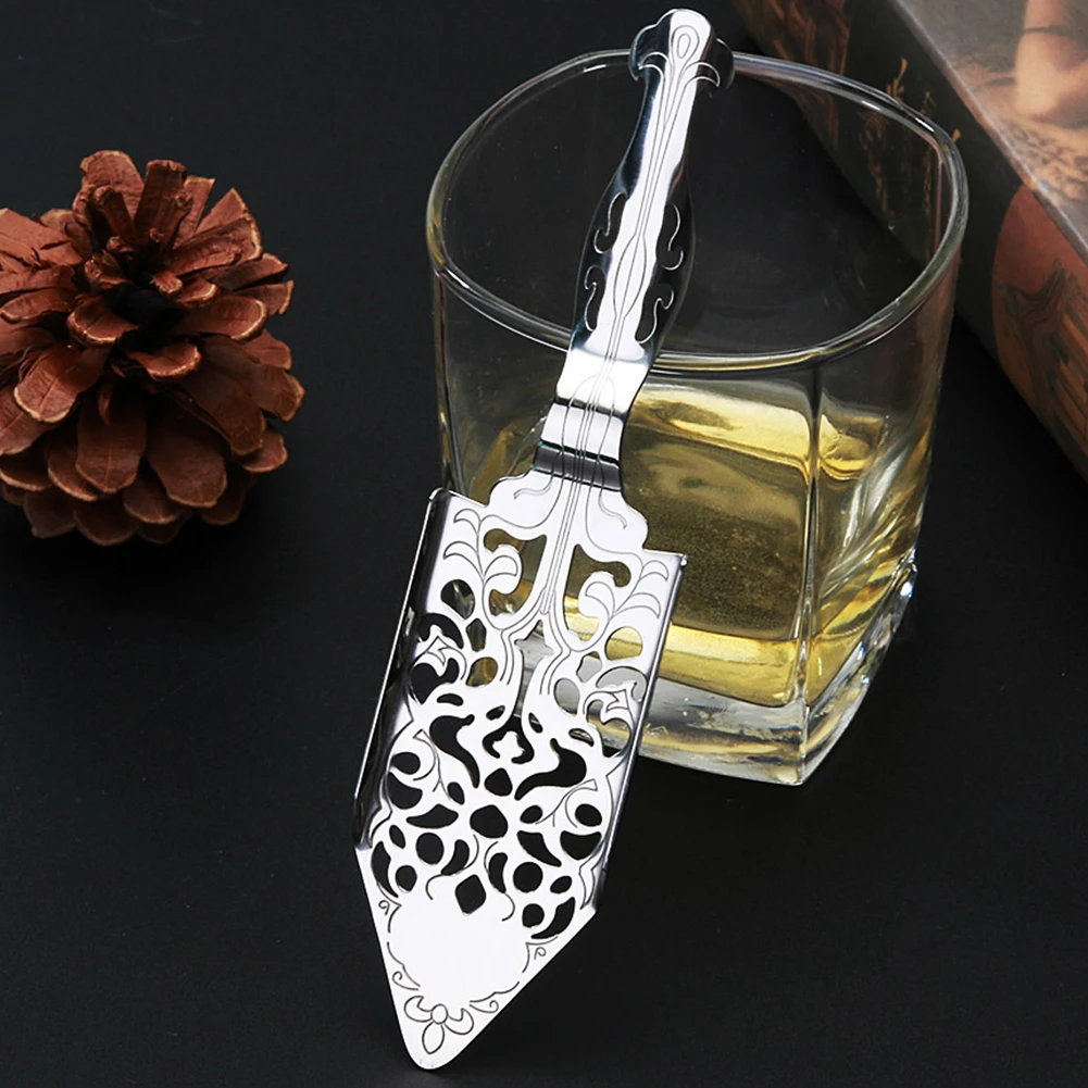 304 Stainless Steel Cocktail Bar Scoop Silvery Bitter Wormwood Spoon Hollowed Out Portable Exquisite for Absinthe Glasses