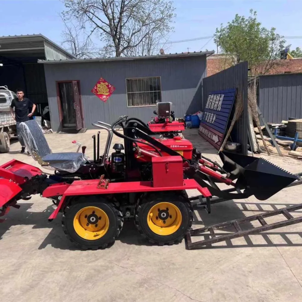 Tiller - Walk-Behind Tractor Mounted With Cultivator Rake Included