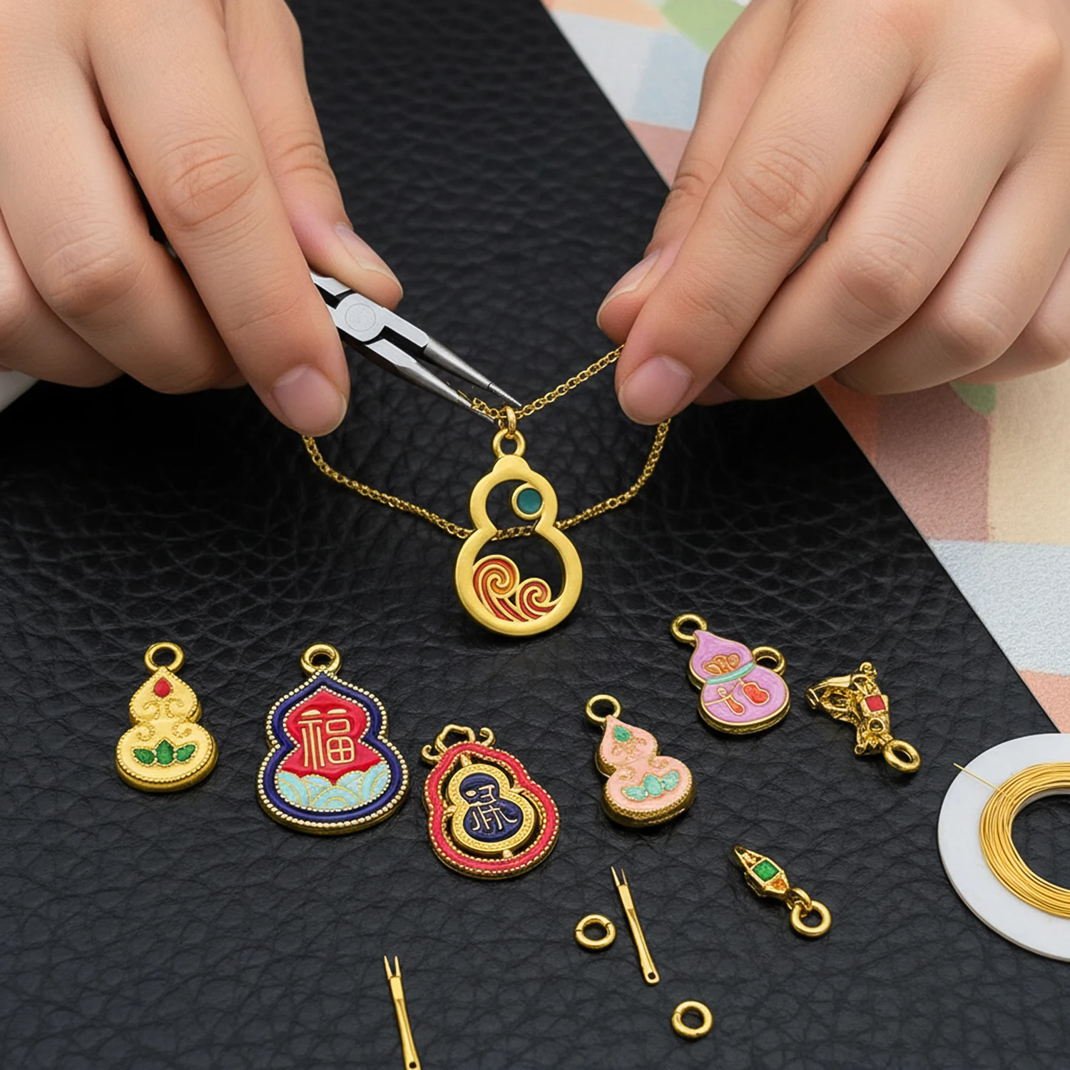 5/20pcs Sand-Gold Alloy Charms Pendants for Wealth, Prosperity, and Good Fortune. DIY Chinese-style for Bracelets Jewelry making