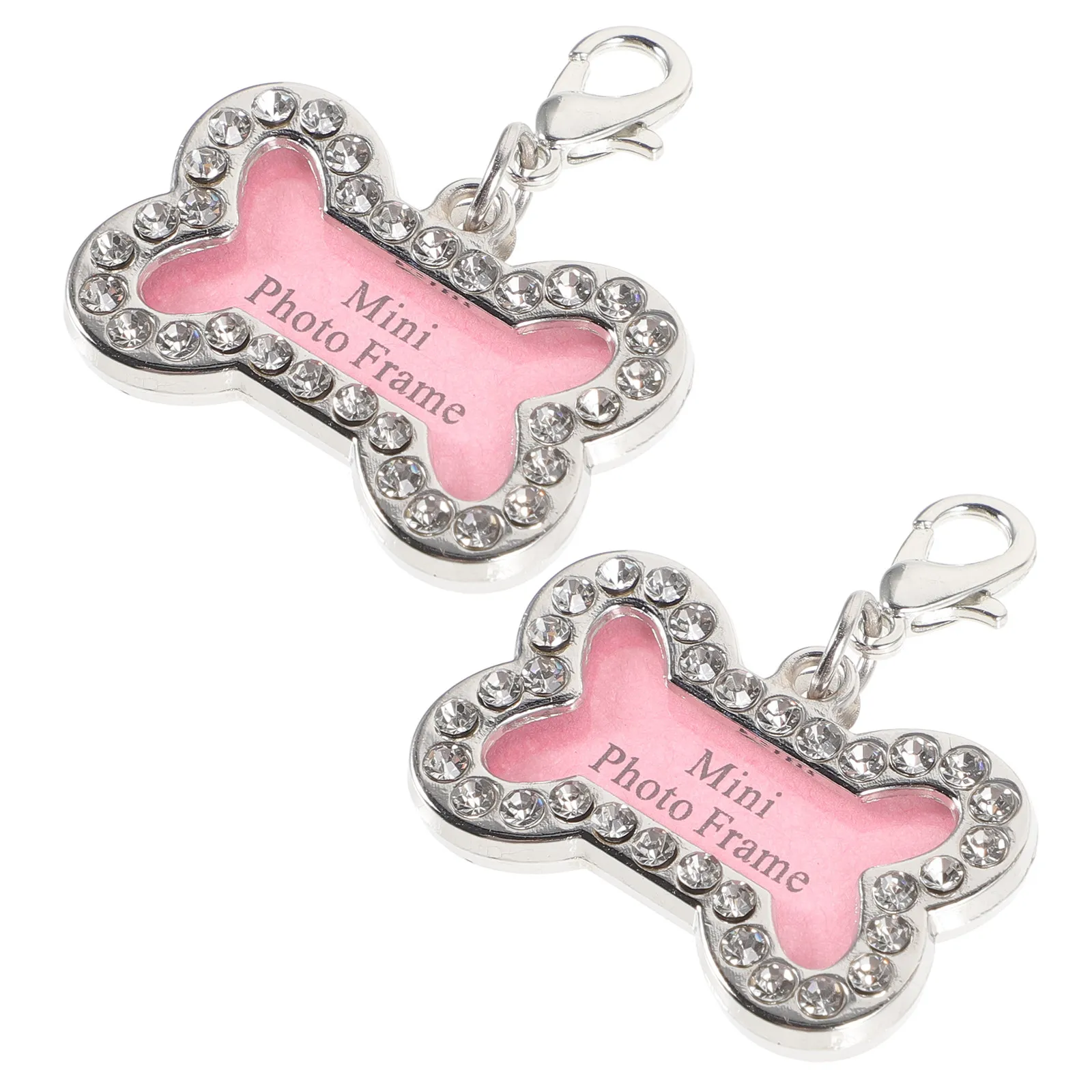 2Pcs Sturdy Stainless Steel Pet Identity Tags Bone Design Dog Name Tags Engraving Space for Name Number Address Pet Collar Tag