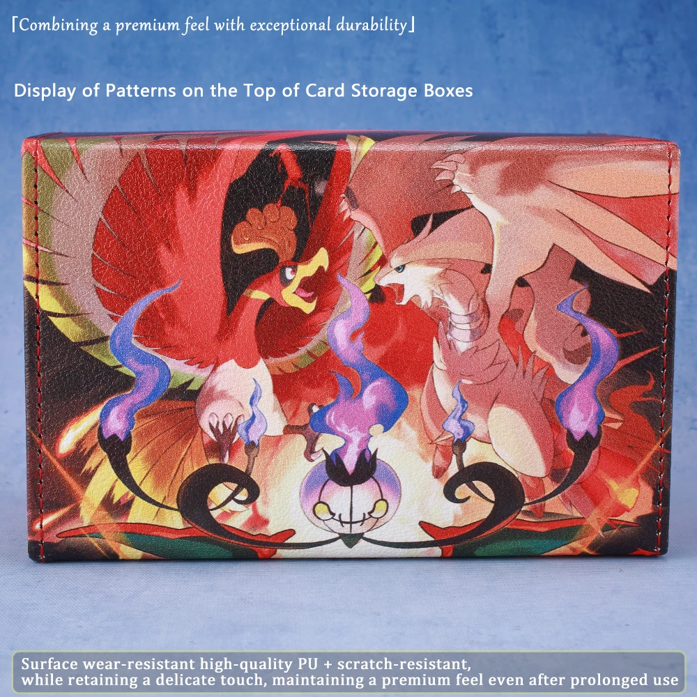 Fire Type Dicewinder voor PTCG, past op 100 kaarten met dubbele mouwen, kaartopslag dekdoos voor MTG Commander TCG YGO OPCG DTCG kindercadeaus