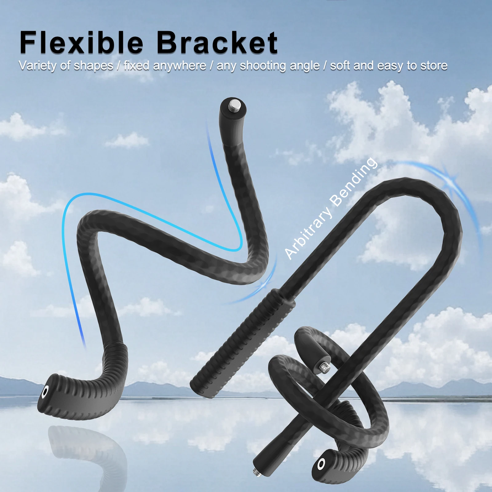 Flexible Mount Clamp Tripod Stand Stick Pole for GoPro Hero 13 12 11 DJI OSMO Action 5Pro/4/3 Insta360 Stroller Treadmill Tube